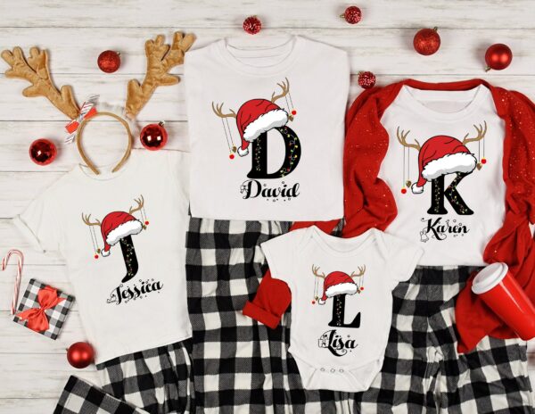 Family Christmas Name Shirt, Monogrammed Family Christmas Shirt, Personalized Christmas Family T-Shirt, Custom Christmas Shirt With Name,