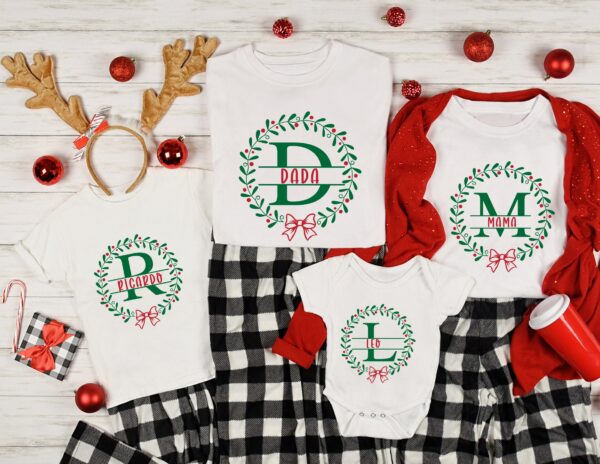 Monogrammed Family Christmas Shirt, Family Christmas Name Shirt, Personalized Christmas Family T-Shirt, Custom Christmas Shirt With Name,