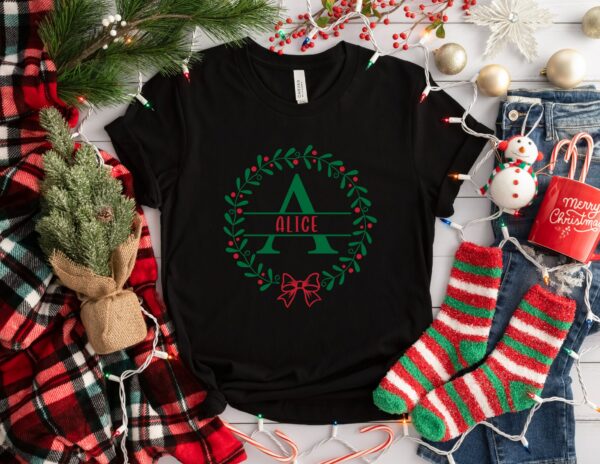 Monogrammed Family Christmas Shirt, Family Christmas Name Shirt, Personalized Christmas Family T-Shirt, Custom Christmas Shirt With Name,