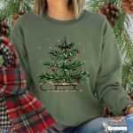 Christmas Sleigh Sweatshirt~Womens Christmas Sweatshirt, Christmas Sweater Winter Crewneck Christmas Tree Sweatshirt Holiday Sweaters Women