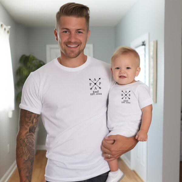 Personalized Dad T-Shirt And Baby Bodysuit Set. Matching Dad Baby Outfit. Gift For Father'S Day. Dad Kid Matching Set. Family Outfit.