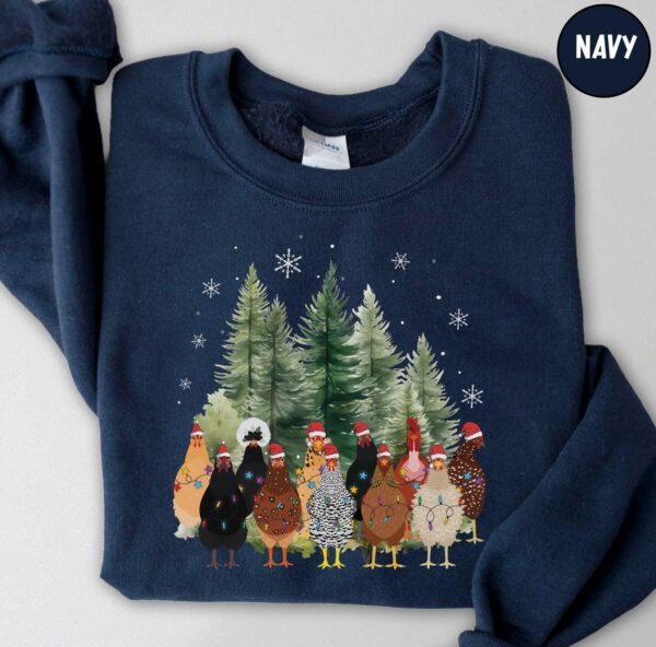 Сute Christmas Chickens Sweatshirt, Christmas Farm Animals Sweatshirt, Womens Christmas Chicken Mom Sweatshirt, Farmer Sweatshirt