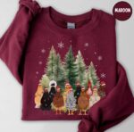 Сute Christmas Chickens Sweatshirt, Christmas Farm Animals Sweatshirt, Womens Christmas Chicken Mom Sweatshirt, Farmer Sweatshirt