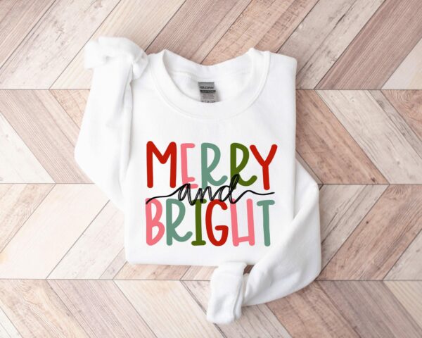 Merry And Bright Sweatshirt, Christmas Sweatshirt, Family Christmas Sweatshirt, Christmas Sweatshirts For Women, Merry Christmas Sweatshirt