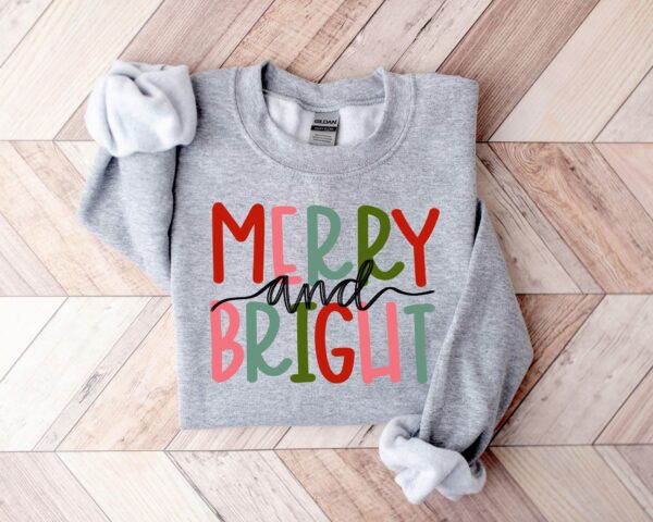 Merry And Bright Sweatshirt, Christmas Sweatshirt, Family Christmas Sweatshirt, Christmas Sweatshirts For Women, Merry Christmas Sweatshirt